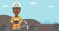 Miner holding coal in hands vector illustration. Royalty Free Stock Photo