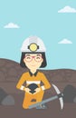 Miner holding coal in hands vector illustration. Royalty Free Stock Photo