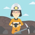 Miner holding coal in hands vector illustration. Royalty Free Stock Photo