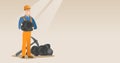 Miner holding coal in hands vector illustration. Royalty Free Stock Photo