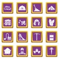 Miner icons set purple