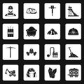 Miner icons set squares vector