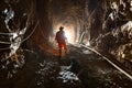 Miner inside an underground gold and copper mine