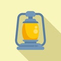 Miner kerosene lamp icon flat vector. Fuel heater tank