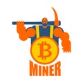 Miner logo. Mining Bitcoin Crypto Currencies. Worker