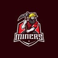 Miner mascot logo design vector with modern illustration concept style for badge, emblem and t shirt printing. angry miner