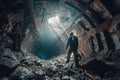 miner in the mine,hard working proffession concept Royalty Free Stock Photo