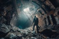 miner in the mine,hard working proffession concept Royalty Free Stock Photo