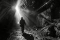 miner in the mine,hard working proffession concept Royalty Free Stock Photo