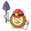 Miner Nxt coin mascot cartoon Royalty Free Stock Photo