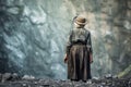 Miner old woman mine. Generate Ai Royalty Free Stock Photo