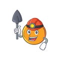 Miner orange fruit cartoon character