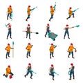 Miner People Isometric Icons Set Royalty Free Stock Photo