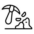 Miner pickaxe icon outline vector. Stone rock