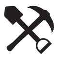 Miner Pickaxe Shovel on white background. shovel and pickaxe sign. flat style