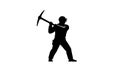Miner with Pickaxe Silhouette Vector Icon Royalty Free Stock Photo