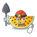 Miner a piece of a yellow watermelon cartoon