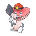 Miner russule mushroom mascot cartoon