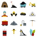 Miner set flat icons