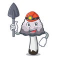 Miner shaggy mane mushroom mascot cartoon