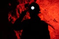 miner underground silhouette dark red worker mining