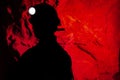 miner underground silhouette dark red worker mining