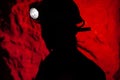 miner underground silhouette dark red worker mining