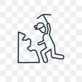 Miner vector icon isolated on transparent background, linear Min