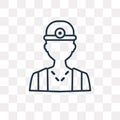 Miner vector icon isolated on transparent background, linear Min