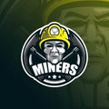 Miner vector mascot logo design with modern illustration concept style for badge, emblem and tshirt printing. head miner