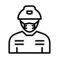 Miner Wearing mask Vector Icon which can easily modify or edit