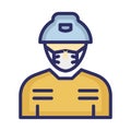Miner Wearing mask Vector Icon which can easily modify or edit