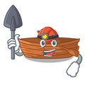 Miner wooden boat sail at sea character Royalty Free Stock Photo