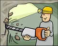 Miner at work cartoon illustration Royalty Free Stock Photo