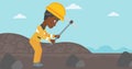 Miner working with pickaxe vector illustration.