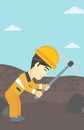 Miner working with pickaxe vector illustration.