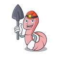 Miner worm mascot cartoon style Royalty Free Stock Photo