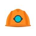 Miner yellow helmet vector icon protection tool. Head uniform worker underground industry. Hardhat equipment