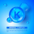 Mineral blue shining pill capsule icon. K Kalium Vector. Mineral Blue Pill Icon. Vitamin Capsule Pill K Kalium Icon. Substance For