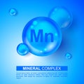 Mineral blue shining pill capsule icon. Mn Manganum Vector. Mineral Blue Pill Icon. Vitamin Capsule Pill Icon. Substance For Royalty Free Stock Photo