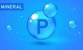 Mineral blue shining pill capsule icon. P Phosphorus Vector. Mineral Blue Pill Icon. Vitamin Capsule Pill Icon. Substance For