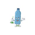 Mineral bottle genius Professor Cartoon character holding glass tube