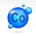 Mineral Co Cobalt blue shining pill capsule icon. Substance For Beauty. Chromium Mineral Complex