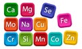 Mineral complex for health. Calcium, magnesium, zinc, iron, manganese, cobalt, copper, potassium, molybdenite, chromium, silicon,