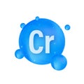 Mineral Cr Chromium blue shining pill capsule icon. Substance For Beauty. Chromium Mineral Complex.