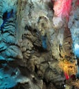 Karst caves ensembles: stalactites, stalagmites Royalty Free Stock Photo