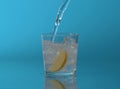 Mineral fizzy water pouring into a glass Royalty Free Stock Photo