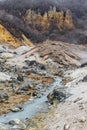 Mineral lake in Noboribetsu Jigokudani Hell Valley: The volcano valley got its name from the sulfuric smell. Royalty Free Stock Photo