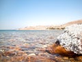 Mineral salts on coast of the Dead Sea