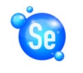 Mineral Se Selenium blue shining pill capsule. Substance For Beauty. Selenium Mineral Complex. Vector illustration